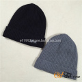 Men Custom Ribbed Knitted Pattern Beanie Hat with Fleece